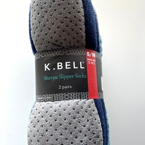 Sherpa Slipper Socks - Gray and Blue